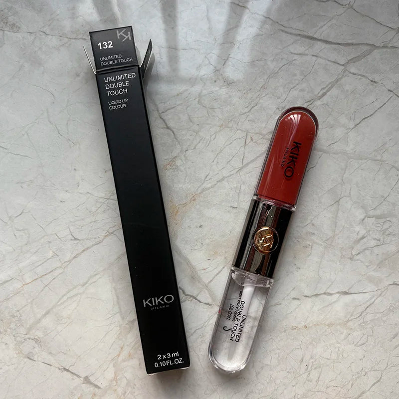 KIKO 3D Double Headed Lipstick Transparent Mirror Lip Gloss Non Fading Oil Sexy Rich Lip Gloss Milk Tea Bean Paste Naked Makeup
