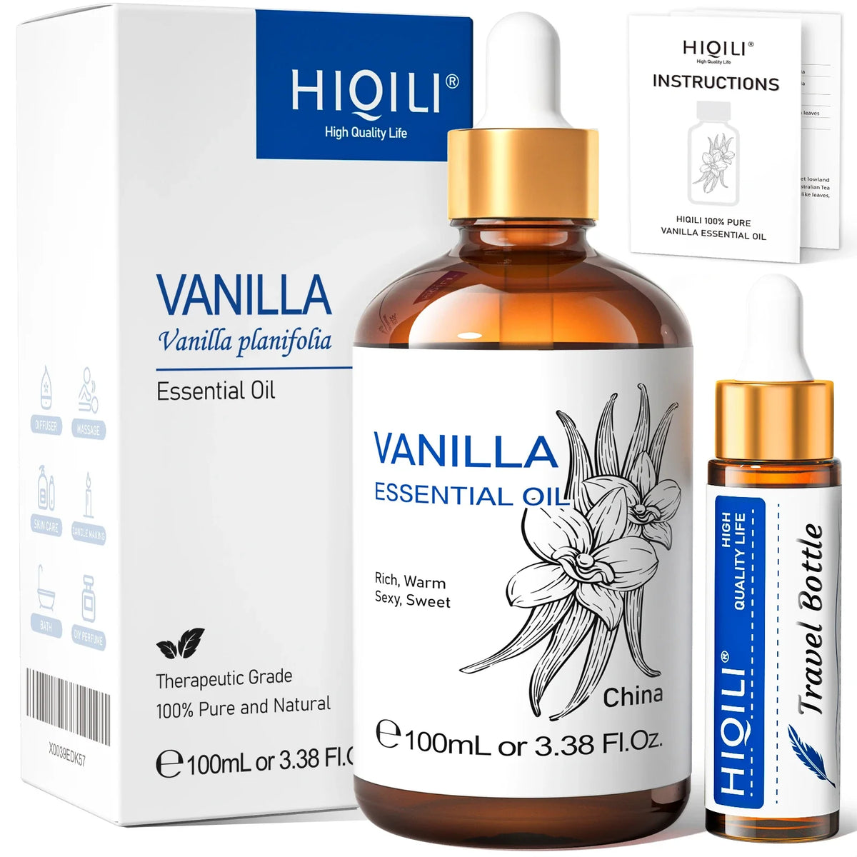 HIQILI 100% Pure Lavender Essential Oil 100ML Aromatherapy Diffuser Oil for Sleep Relaxation Diffuser Massage Skin Care
