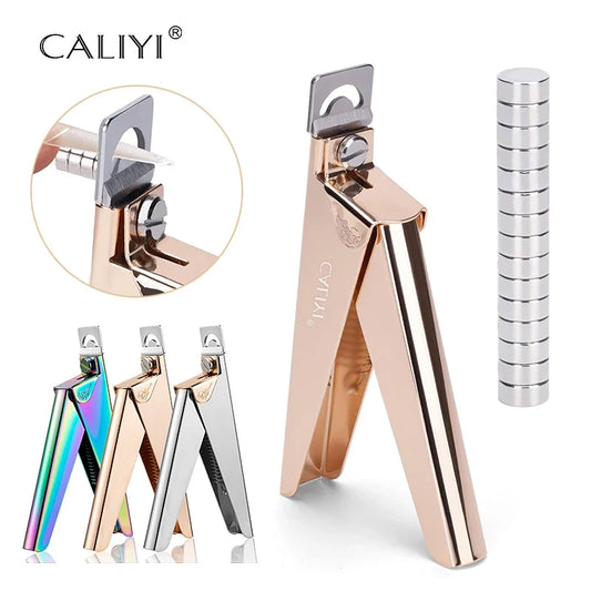 CALIYI Stainless Steel UV Gel False Nail Tips Trimmer Clipper Edge Cutter Nail Art Manicure U Word Rainbow Gold Silver Tools