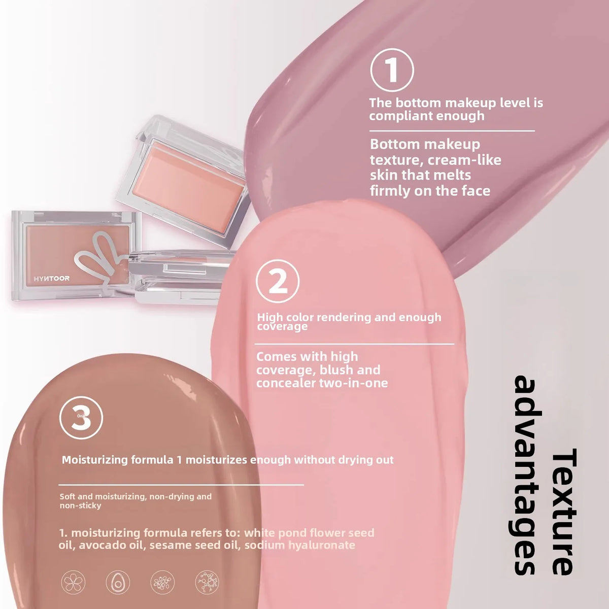 HYNTOOR Blusher Cream Shrink Expand Color Brighten Concealer Moisturize Easy To Wear Face Cheek Makeup