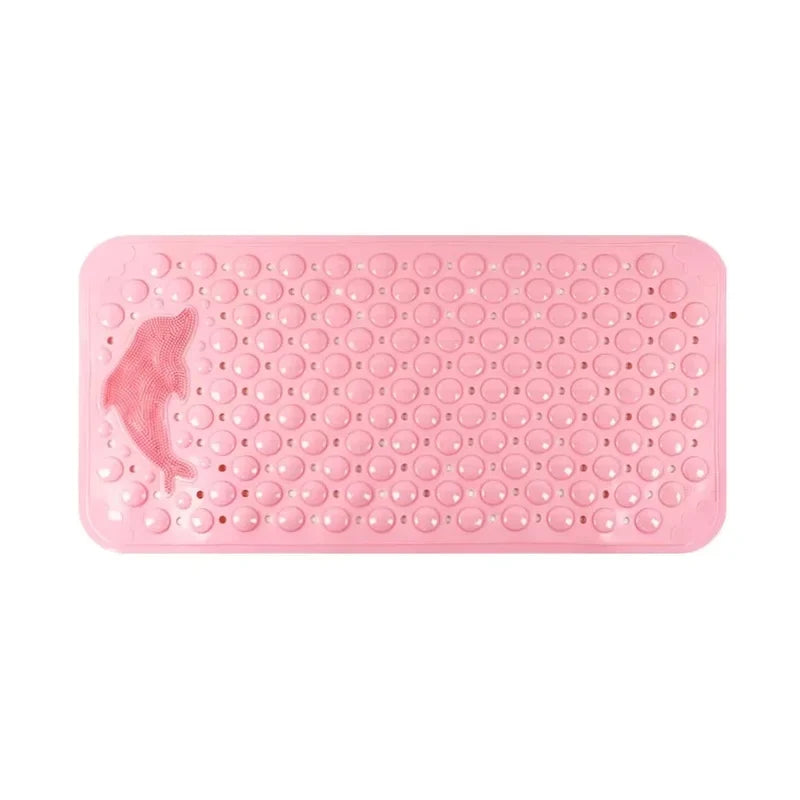 1pc Dolphin Pattern PVC Non-Slip Bath Mat 35*70cm, Massage Safe Foot Rug For Bathroom Bathtub