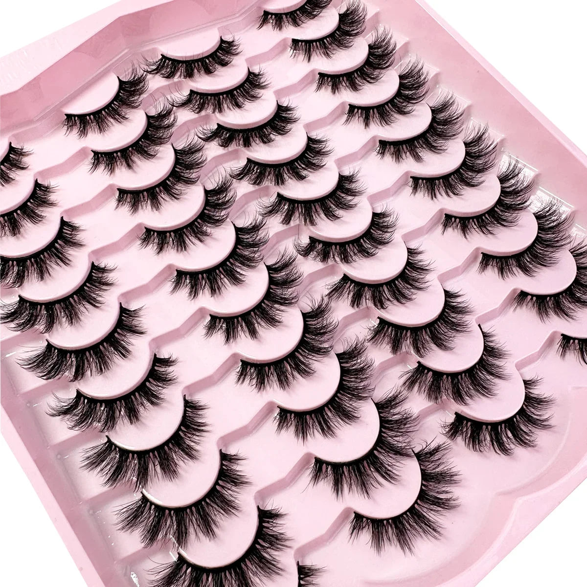 20pairs 5D Fluffy Eyelashes D Curl Lashes Thick Cat Eye Lashes Soft Wispy 8D Volume Fake Eyelash Extension Makeup
