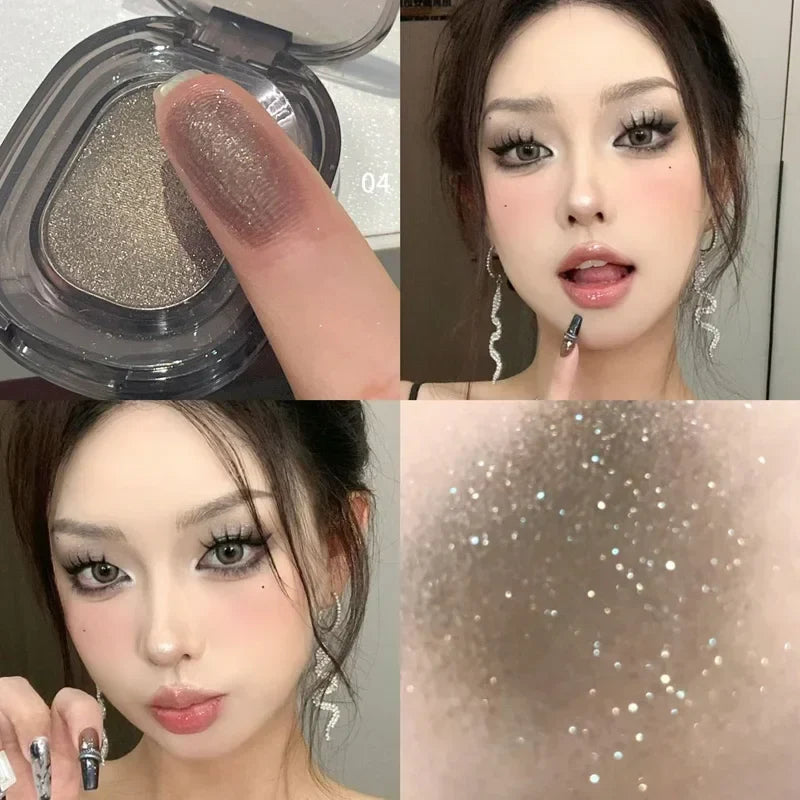 Glitter Punk Smoky Black Eyeshadow Makeup Palette Metallic Dark Silver Eye Shadow Highlighter Pearl Brown Eyes Pigments Cosmetic