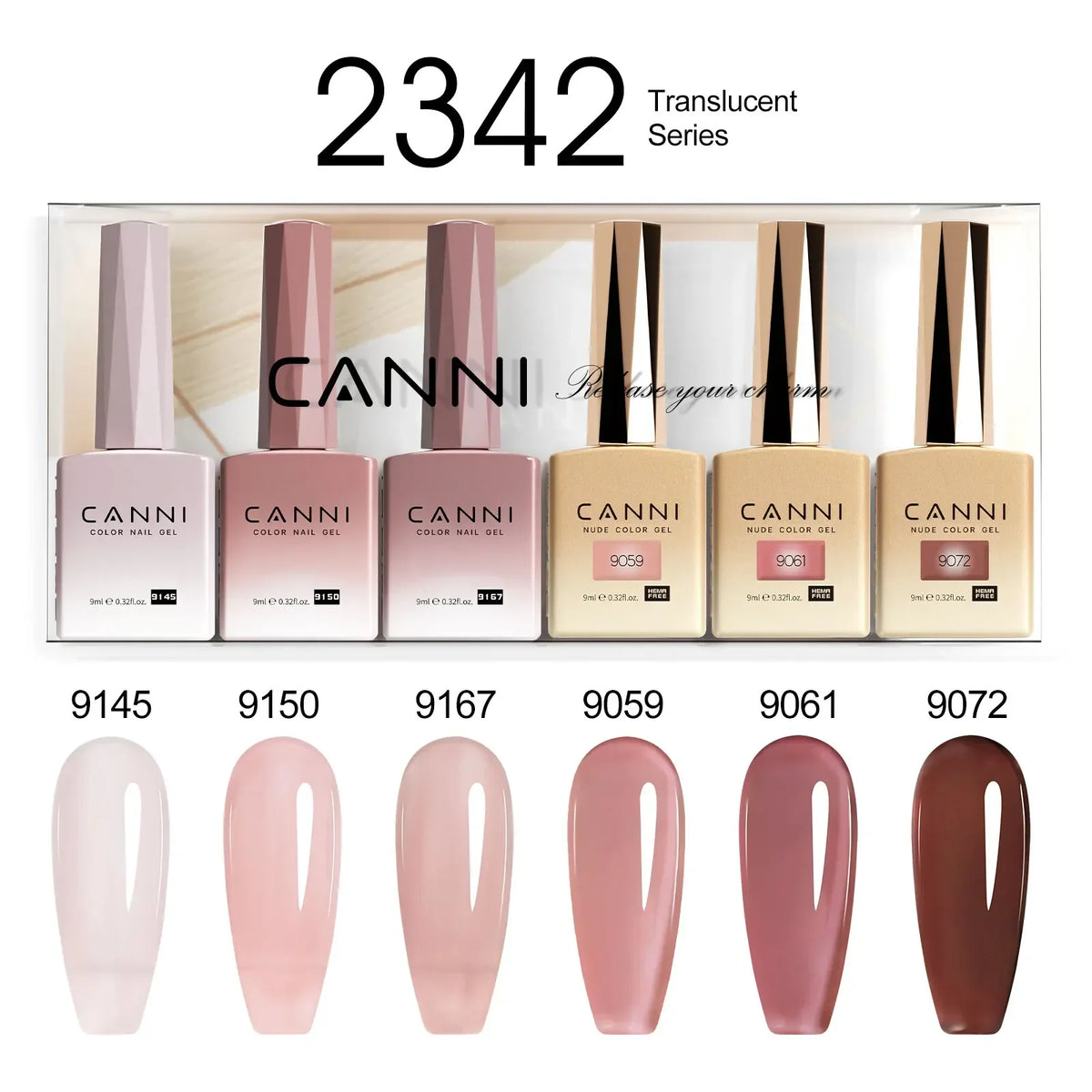9ml*6pcs CANNI Nail Gel Polish Set TPO FREE Jelly Nude Pink Rubber Base Reinforce UV Construction Gel Soak off UV LED Gel Kit