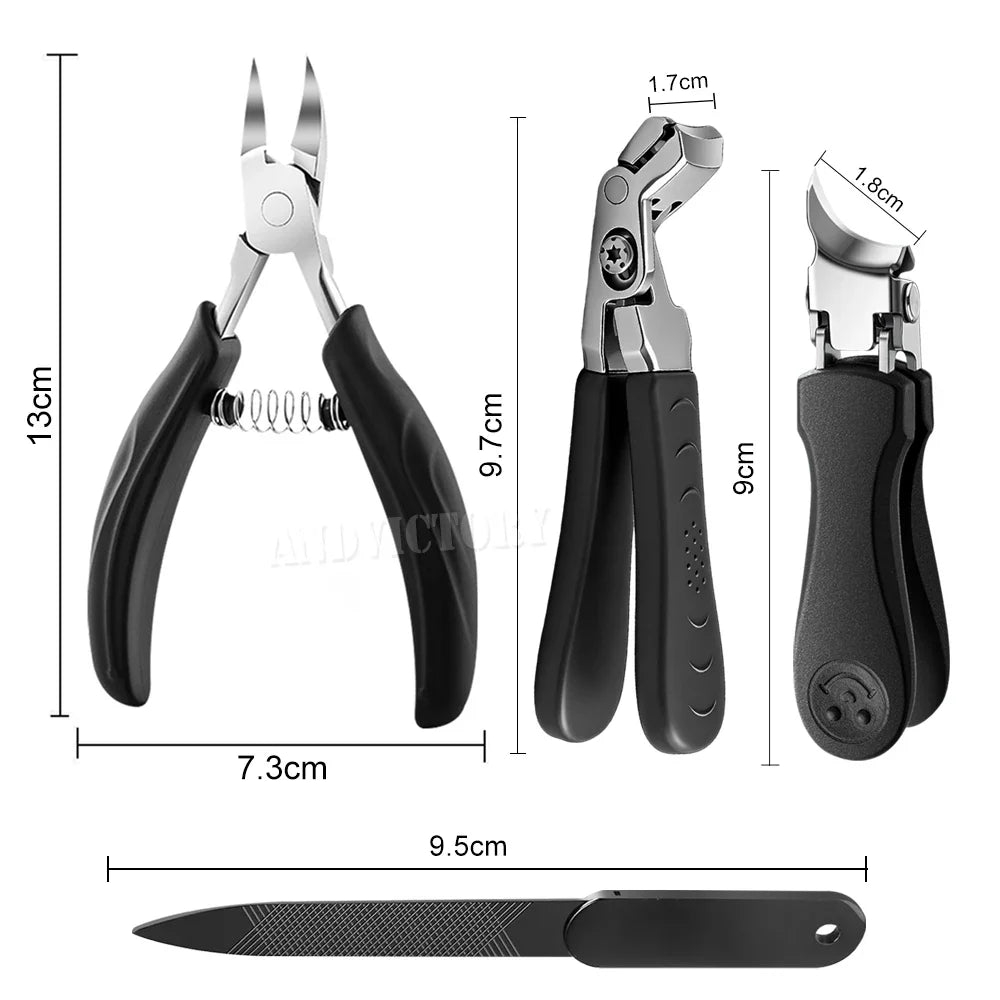 1/3/4Pcs/Set Nail Clippers Thick Toenails Angled Head Large Toe Nail Clippers Set Ingrown Toenail Clippers Slanted Nail Cutter