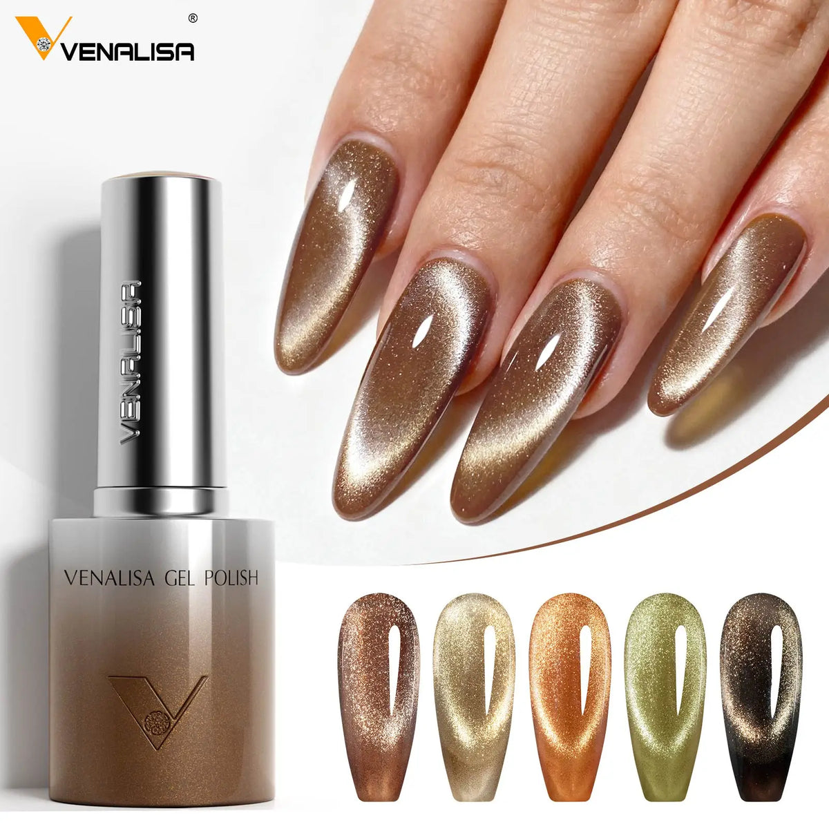 1/5pcsVenalisa Hema/TPO Free Cat Eye Gel Magnet Ultra Flash Nail Gel Polish Diamond Sparkle Soak Off UV LED Varnish Nail Gel