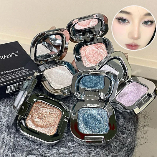 HERORANGE Square Single Highlighter Powder, Creamy Soft Texture, Radiant Pearl Pigment, Long-lasting Glow, Intense Color Payoff