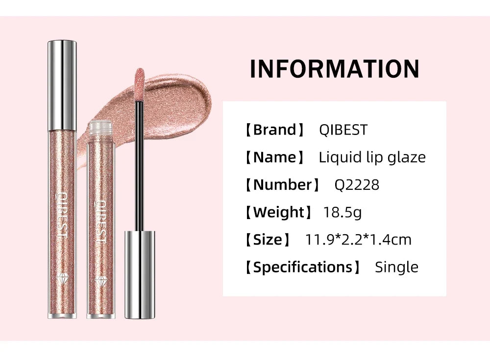 Diamond Glitter Liquid Lipstick Waterproof Long Lasting Pearl Shiny Lip Gloss Metal Charming Lip Glaze Tint Makeup For Women