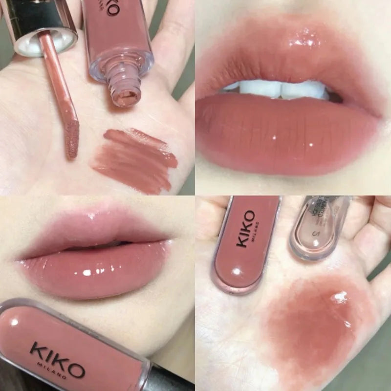KIKO 3D Double Headed Lipstick Transparent Mirror Lip Gloss Non Fading Oil Sexy Rich Lip Gloss Milk Tea Bean Paste Naked Makeup