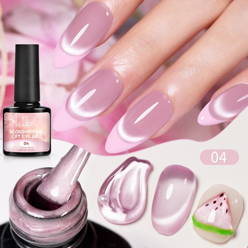 AWStorG 7.5ML Glass Cat Eye Fruit Color Magnetic Gel Nail Polish Vernis Semi Permanent Soak Crystal Gel Polish For Nails