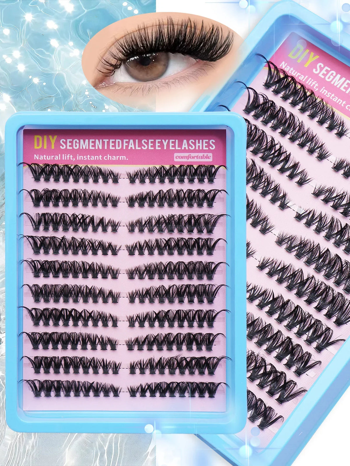 Ayr 80PCS C Curl Brown Style Eyelash Extension Winged Individual Lashes Natural Segmented Eyelash Bundles Makeup Tools