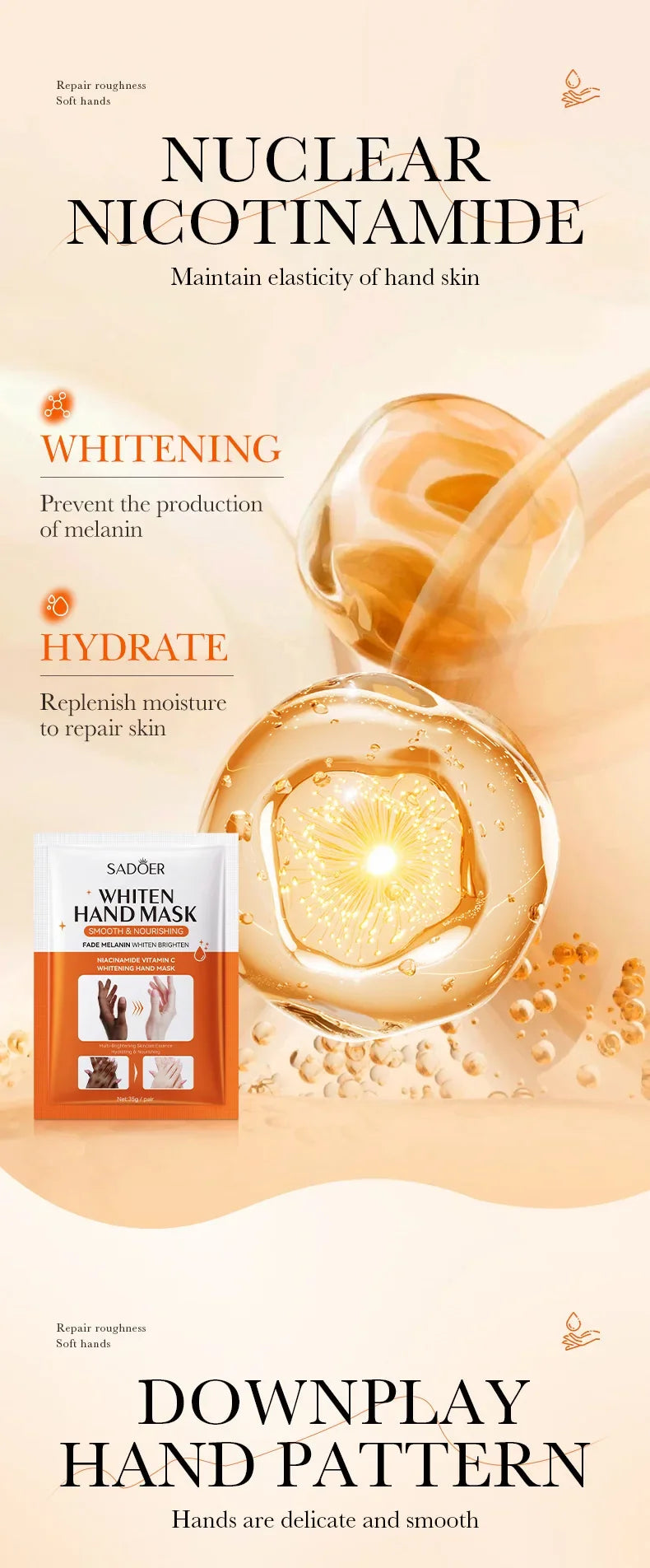 1/2/5 Pairs SADOER Niacinamide Hand Mask Hands peel barb Repair Moisturizing Nourishing Brightening Hand Gloves Hands Skin Care