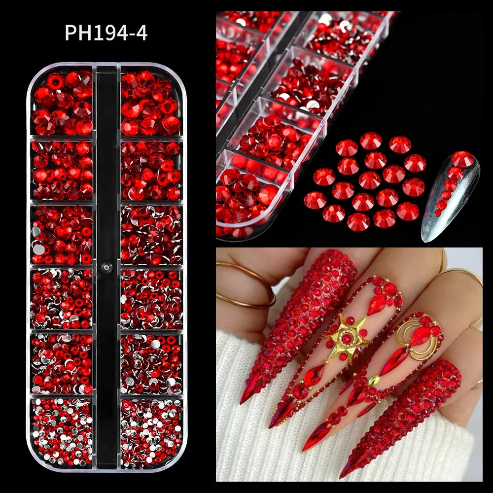 12 Grids Flatback Gold Silver Pearl Beads Nail Charms Round Caviar Ball For Nail Art Decorations 3D Nail Jewelry Rhinestones