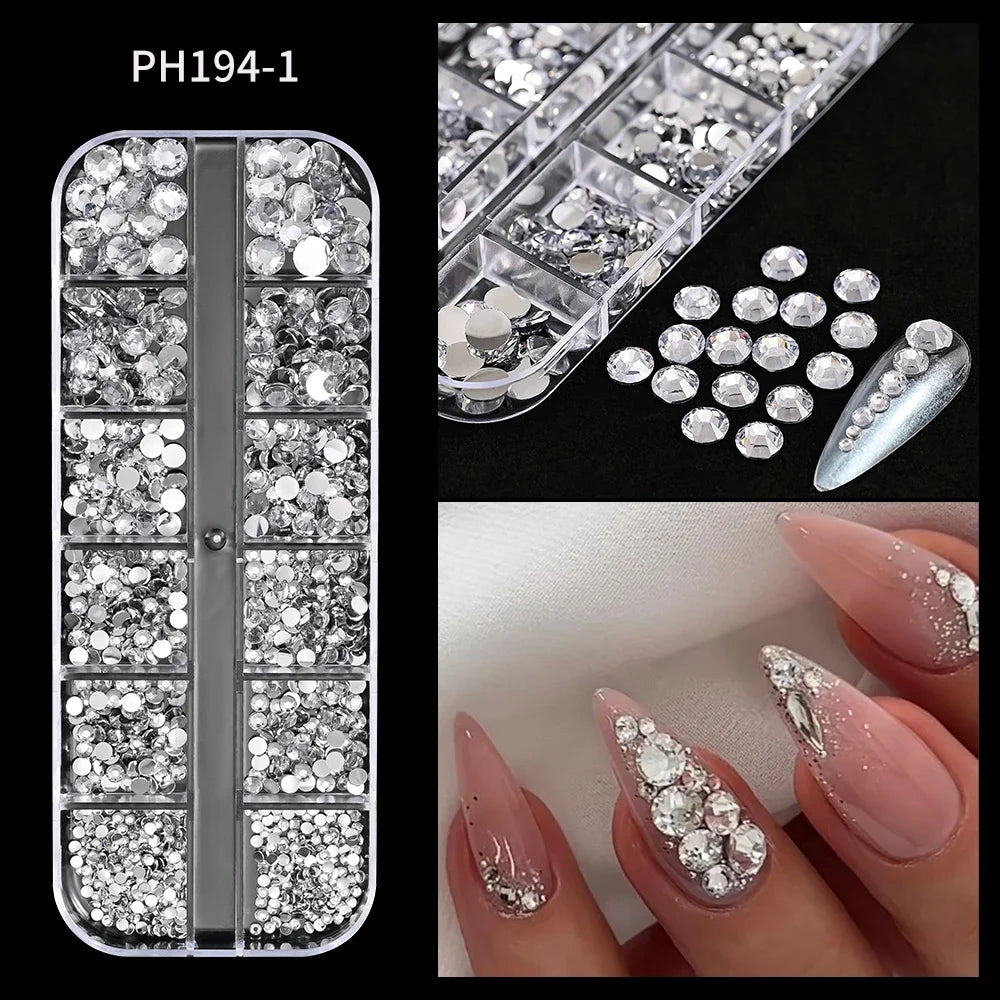 12 Grids Flatback Gold Silver Pearl Beads Nail Charms Round Caviar Ball For Nail Art Decorations 3D Nail Jewelry Rhinestones