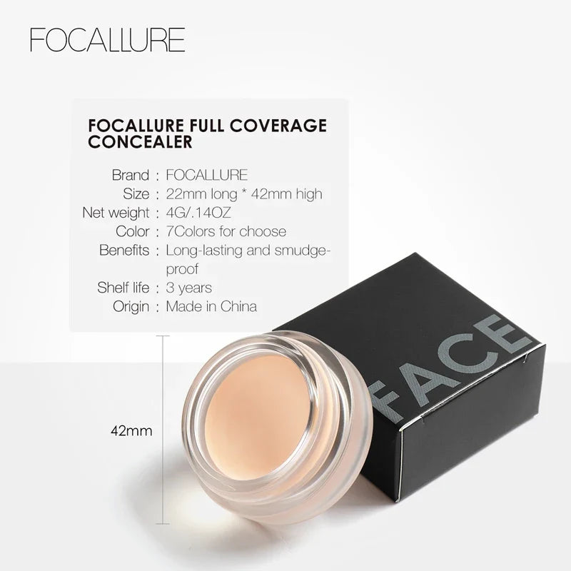 FOCALLURE Makeup Concelaer Full Coverage Waterproof Concealer Cream Oil-control Face Base Foundation Moisturizing Cosmetics