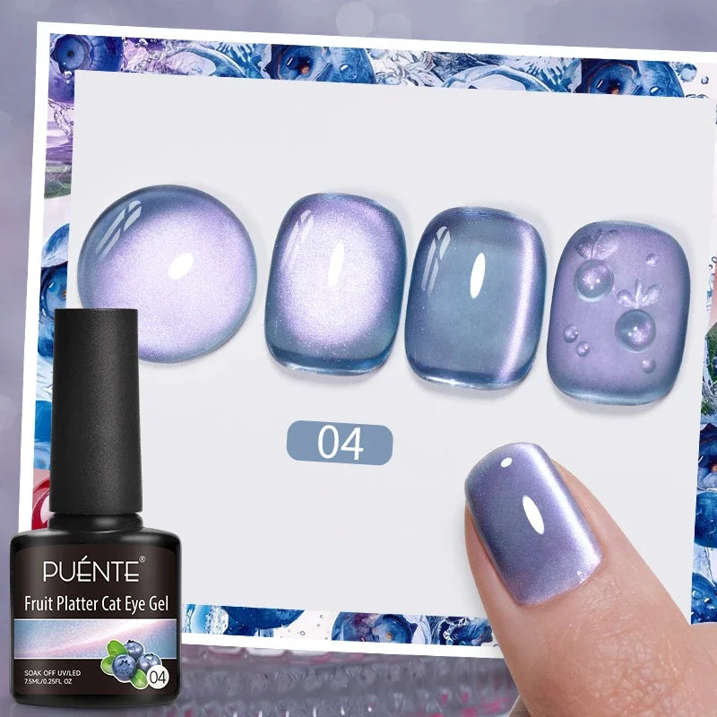 7.5ML Aurora Starlit Cat Eye Gel Nail Polish Rainbow Glitter Galaxy Cat Magnetic Nail Art Gel Soak Off UV Semi-Permanent Varnish