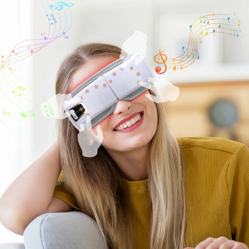 Foldable Eye Air Pressure Massager Airbag Vibration Massage Hot Compress Bluetooth Music Relieve Eye Dry Fatigue Smart Glasses