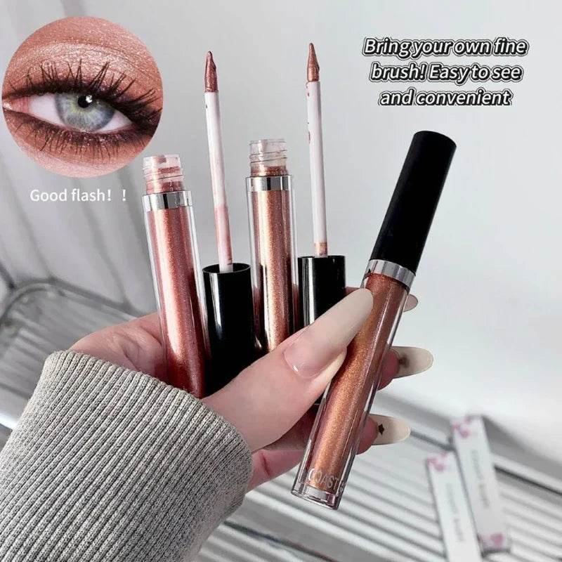 12 Color Liquid Eyeshadow Pearlescent Long-lasting Glitter Eyeliner Waterproof Natural Smokey Silver Shimmer Shadows Eye Makeup