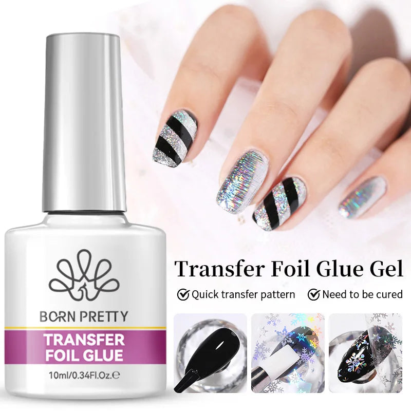 BORN PRETTY Transfer Foil Nail Gel Polish Semi-Permanant Varnish For Adhesive Sticker Nail Glue Soak Off UV LED Gel Nail Art Man