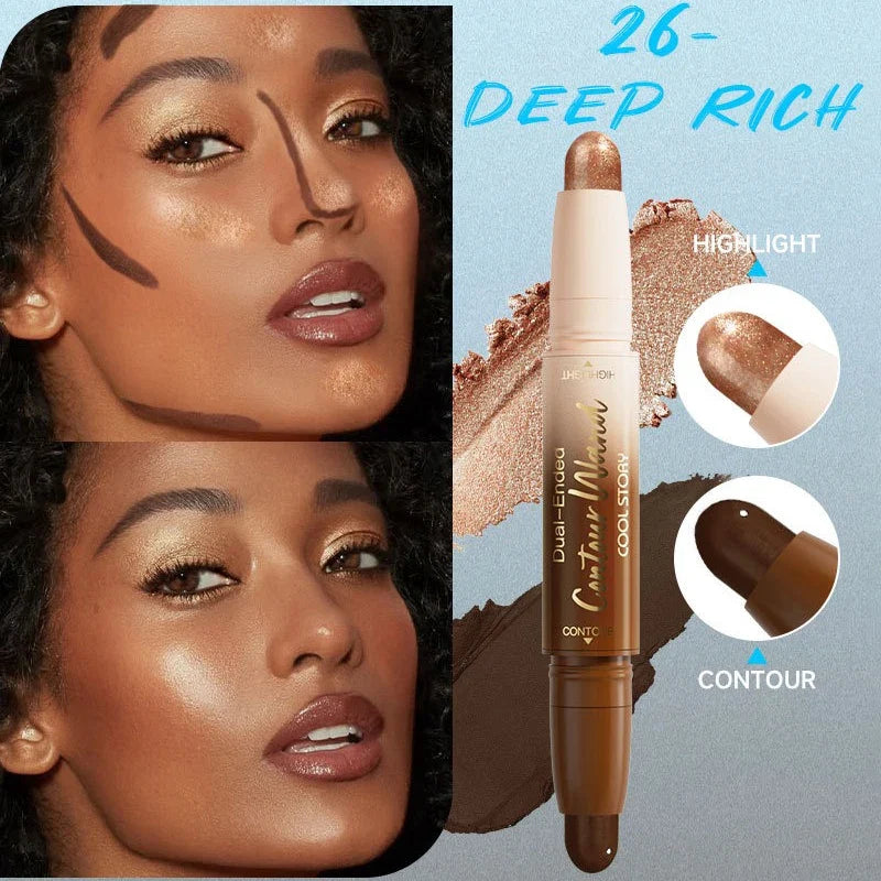 Contour Stick Double-Ended Highlight and Shadow Cream Waterproof Full Coverage Concealer Natural  Face Contour Concealers Makeup