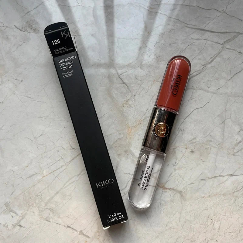 KIKO 3D Double Headed Lipstick Transparent Mirror Lip Gloss Non Fading Oil Sexy Rich Lip Gloss Milk Tea Bean Paste Naked Makeup