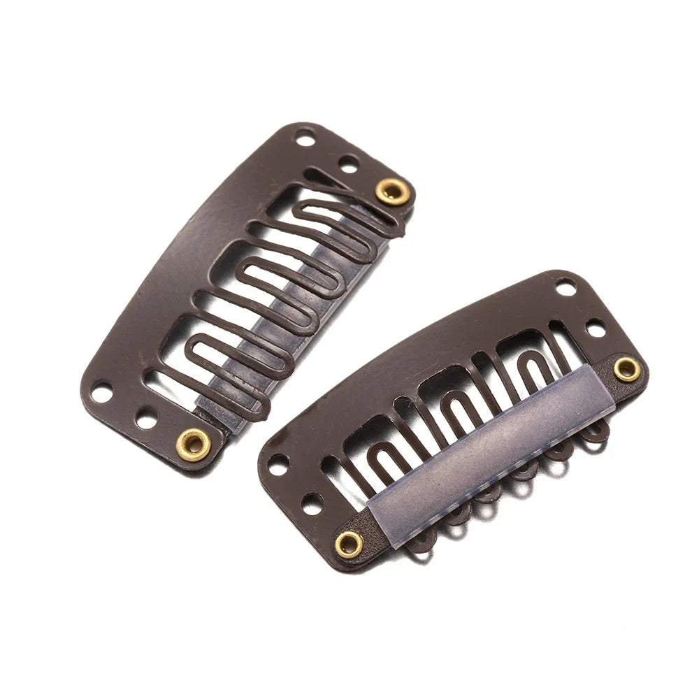 50Pcs/Lot U Shape Snap Clips Styling Flat Fixed Hair For Wigs Extensions Tool Back Silicone Accessories Metal 32mm Women Comb