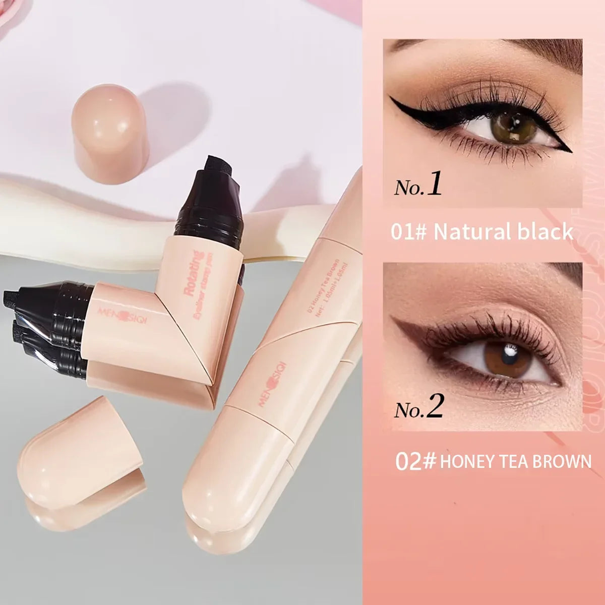 Black Brown Integrated Eyeliner Stamp Precise Outline Signet Eye Liner Extension Stamps Liquid Eyeliner Pen Waterproof Lasting