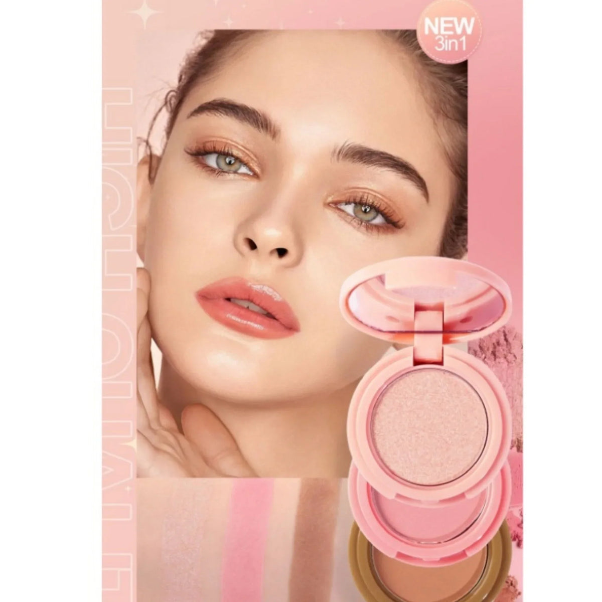3-in-1 Multifunctional Matte Highlighter Contour Blush Palette Pearly Shiny Face Makeup Powder Cosmetics Contouring Palette