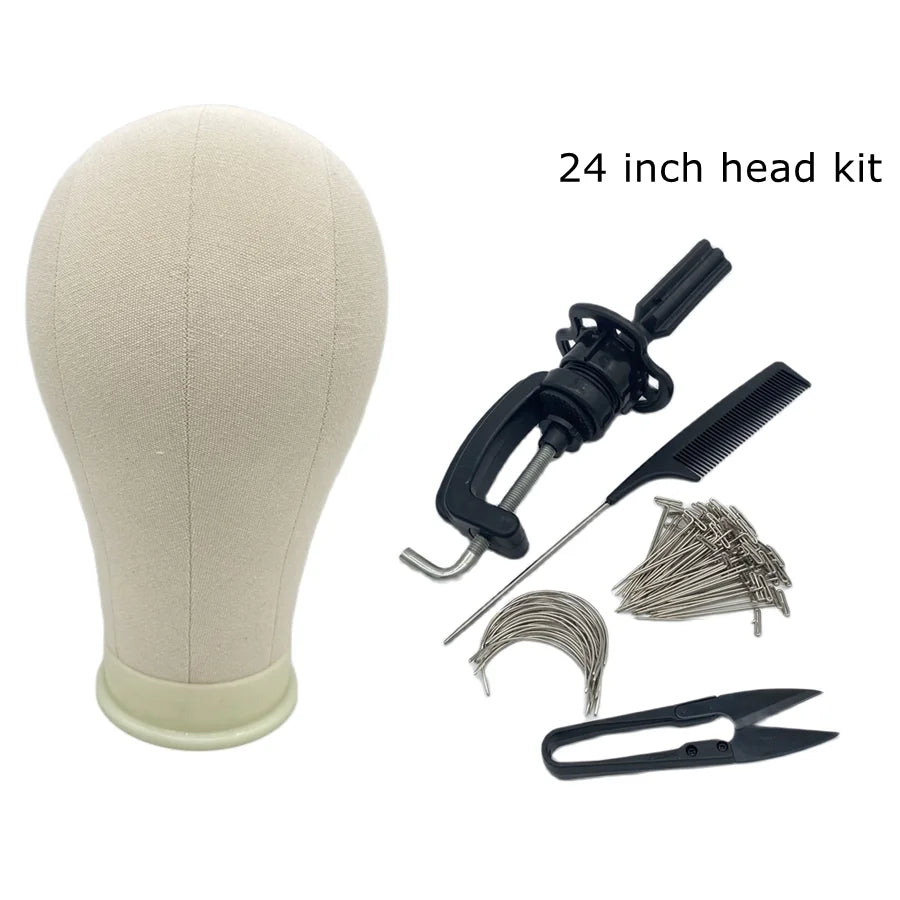 Canvas Block Head Kit Training Mannequin Wig Head Display Styling Mannequin Manikin Head Wig Stand Wig Head Stand