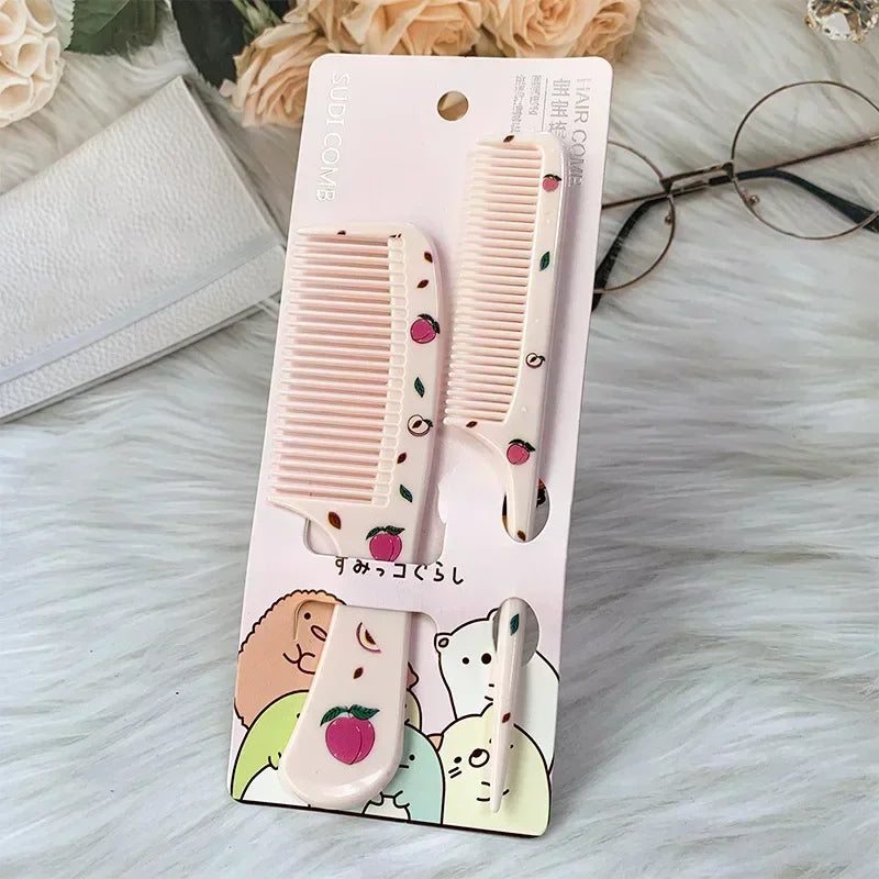2pcs Cute Kids Hair Comb Set Anti-static Strawberry Comb for Girls Portable Hairdressing Comb