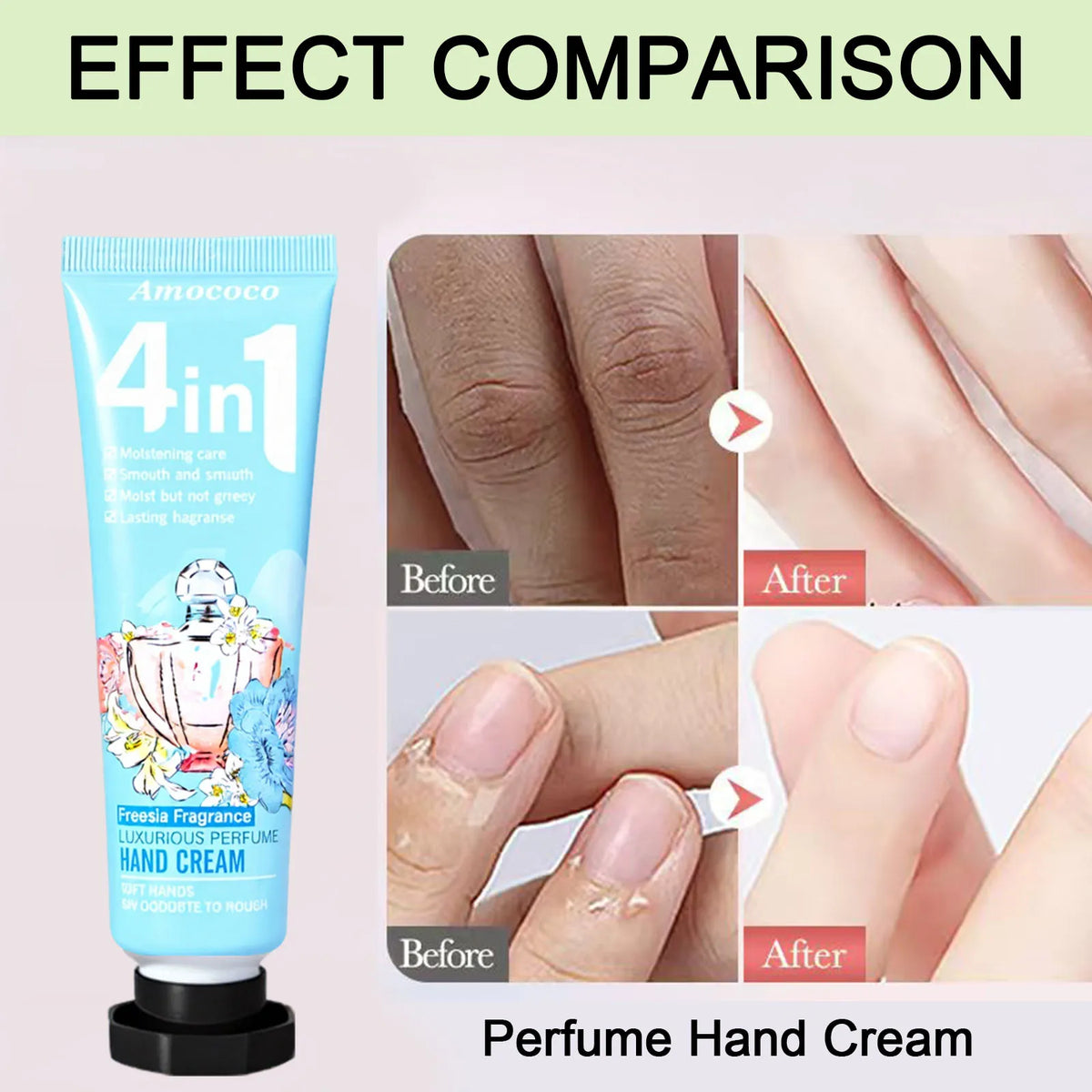 Amococo  2 Pack 4In1 Luxury Perfume Hand Cream Set Moisturizing Hand Lotion Gift Box for Women Travel Size Hand Care Kit