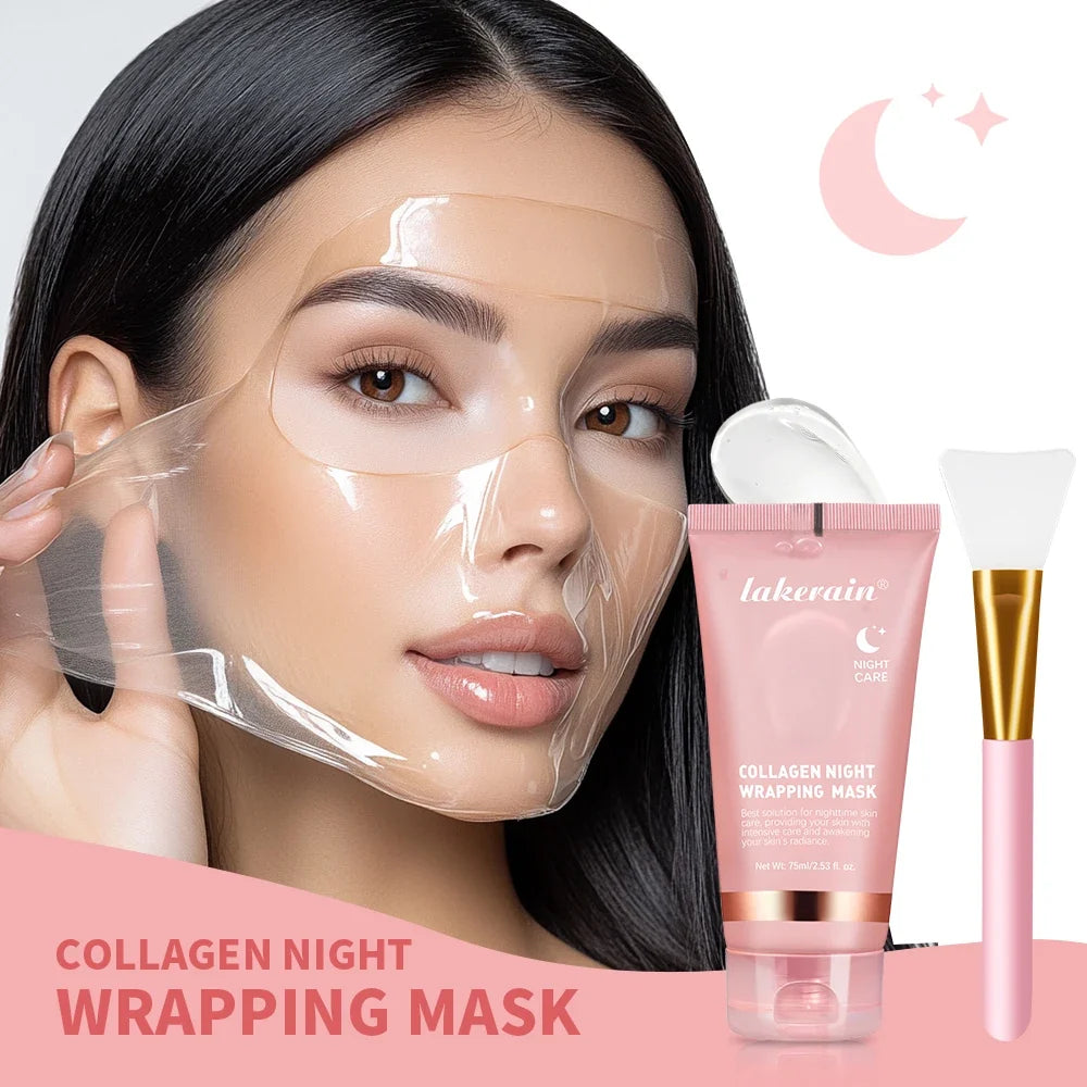 Collagen Overnight Wrapping Peel Off Facial Mask Moisturizing Reduce Fines Lines Dryness Hydration Brightening Korean Skin Care