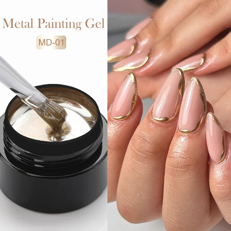 BORN PRETTY Super Holos Metallic Painting Nail Gel for Nails Soak Off Holographics Laser Gel Polish Gold Silver Paint Gel 5ml
