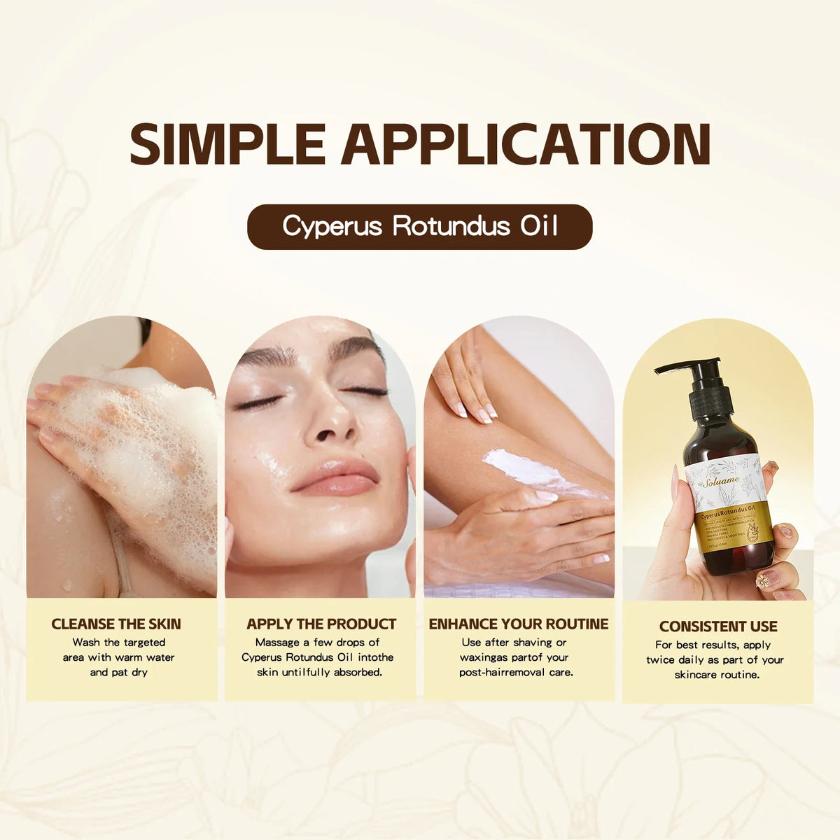 Cyperus Rotundus Oil, Reduces Body Hair Growth, Gentle and Non-Irritating, Cools the Skin & Post-Shave Oil