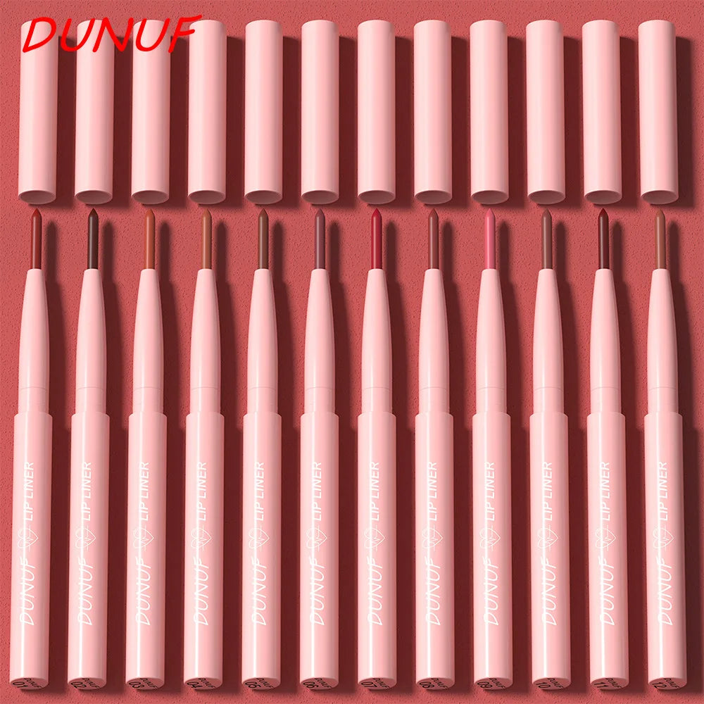 DUNUF 12 Color Matte Lip Liner Pencil Set Waterproof Smudge Proof Long Lasting Vegan Cruelty Free Lipstick Makeup Kit