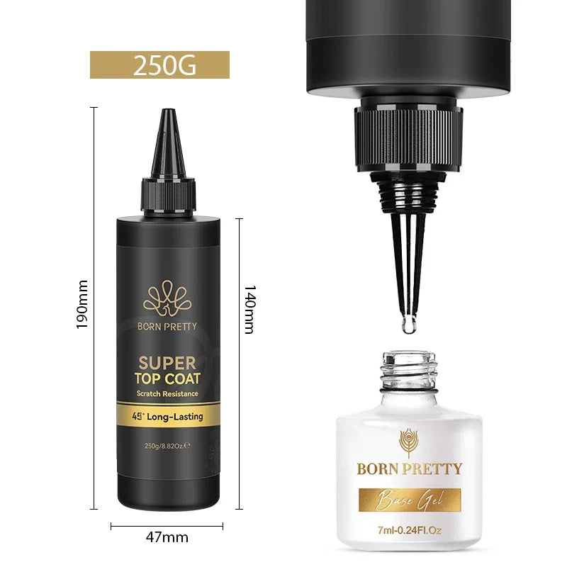 BORN PRETTY 250g Super Top Coat Gel Nail Polish Base Gel Matte Top Coat Semi-Permanent Varnish Soak Off Nail Art Functional Gel