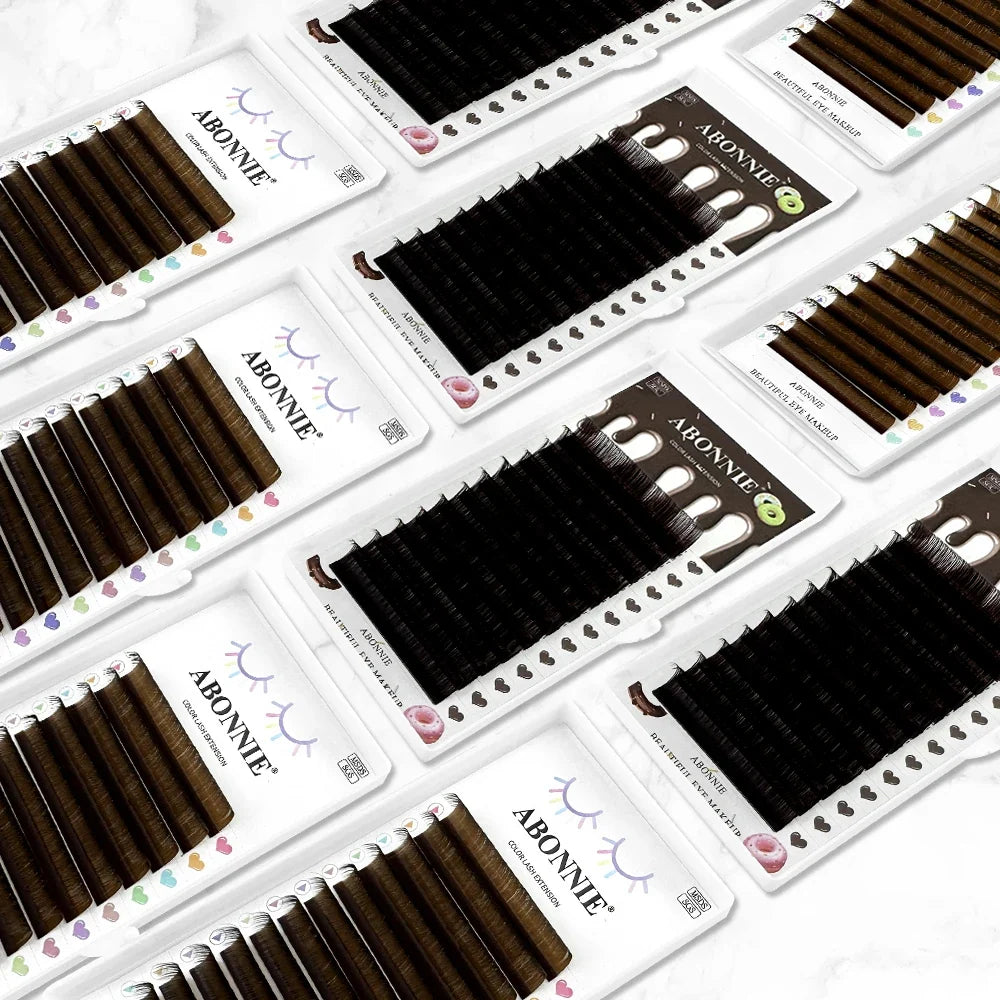 Abonnie LB Dark Brown Lashes Brown Color Classic Eyelash Extensions Foxy Eye Fluffy Individual Eyelashes