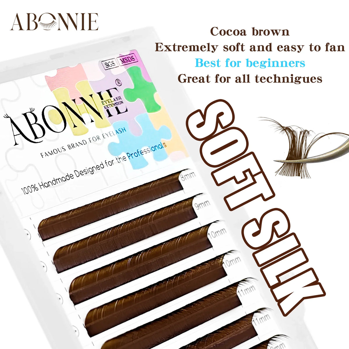 Abonnie LB Dark Brown Lashes Brown Color Classic Eyelash Extensions Foxy Eye Fluffy Individual Eyelashes