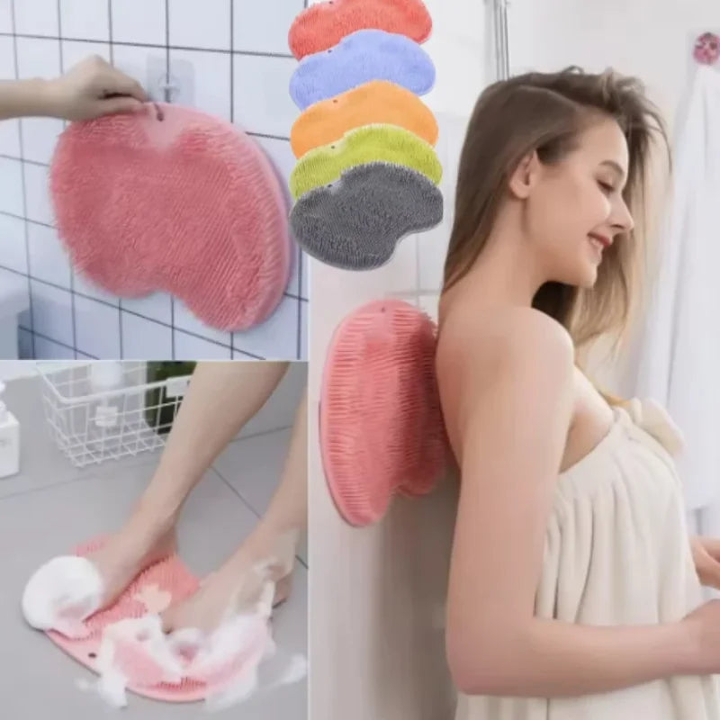 1/5pcs Silicone Wash The Foot Brush Bath Massage Mat Shower Back Brush Wall Mounted Foot Wash Mat with Suction Cup