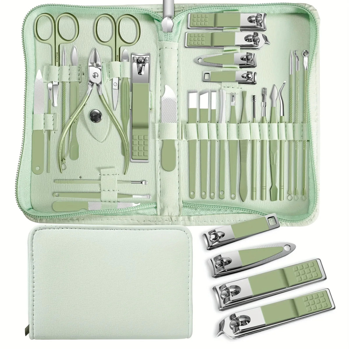 30 pcs Nail Clippers Manicure Tool Set, With Portable Travel Case, Cuticle Nippers And Cutter Kit, Professional Nail Clippers