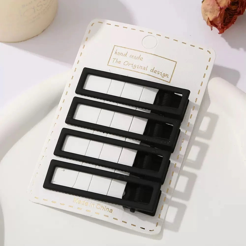 4Pcs Black Frosted Hair Clip Fashionable Trendy Hair Clips Hair Accessories Temperament Women Accessories Versatile Hair Clip