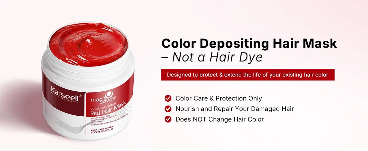 Karseell Color Depositing Red Hair Mask Color Boosting Conditioner, Hydrates and Enhances Red Tones for Color-Treated Hair 500ml