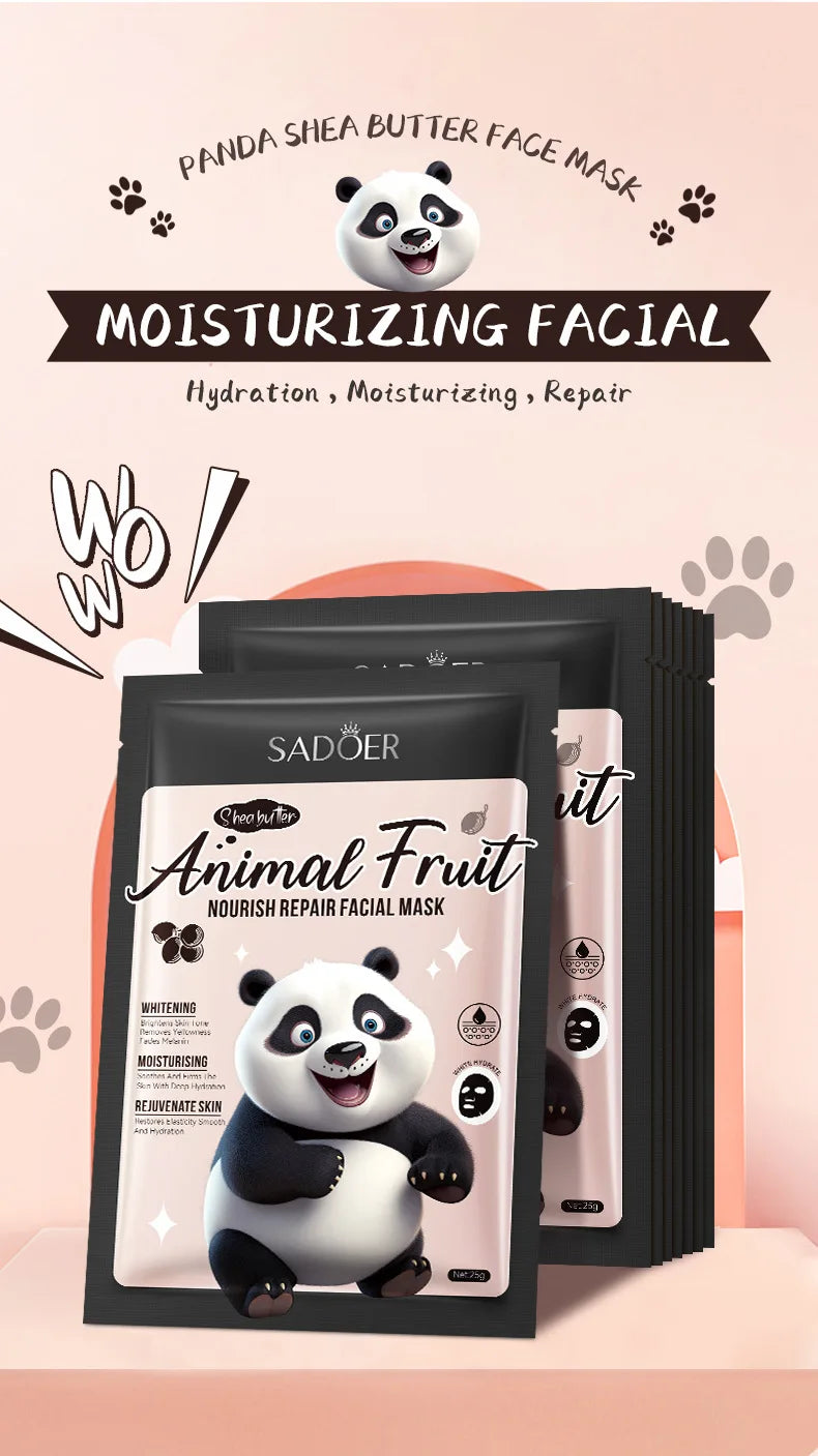 8pcs SADOER  Kawaii Fruits Face Mask Moisturizing Firming Hydrating Coconut Aloe Vitamin C Facial Masks for Face Skin Care