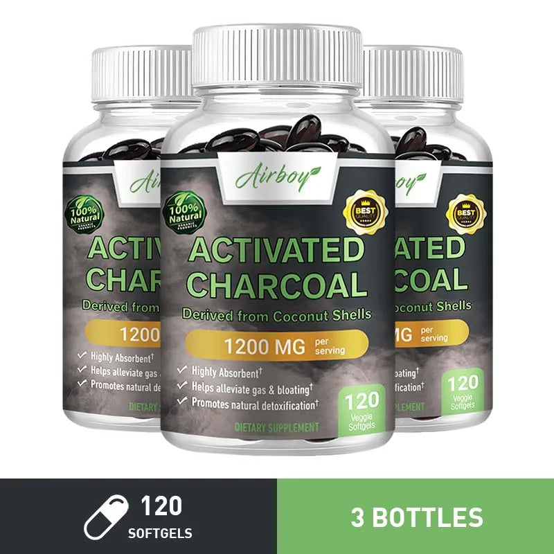 Activated Charcoal Capsules - Gut Health, Digestive Health, Bloating & Gas Relief, Detox, Colon Cleansing