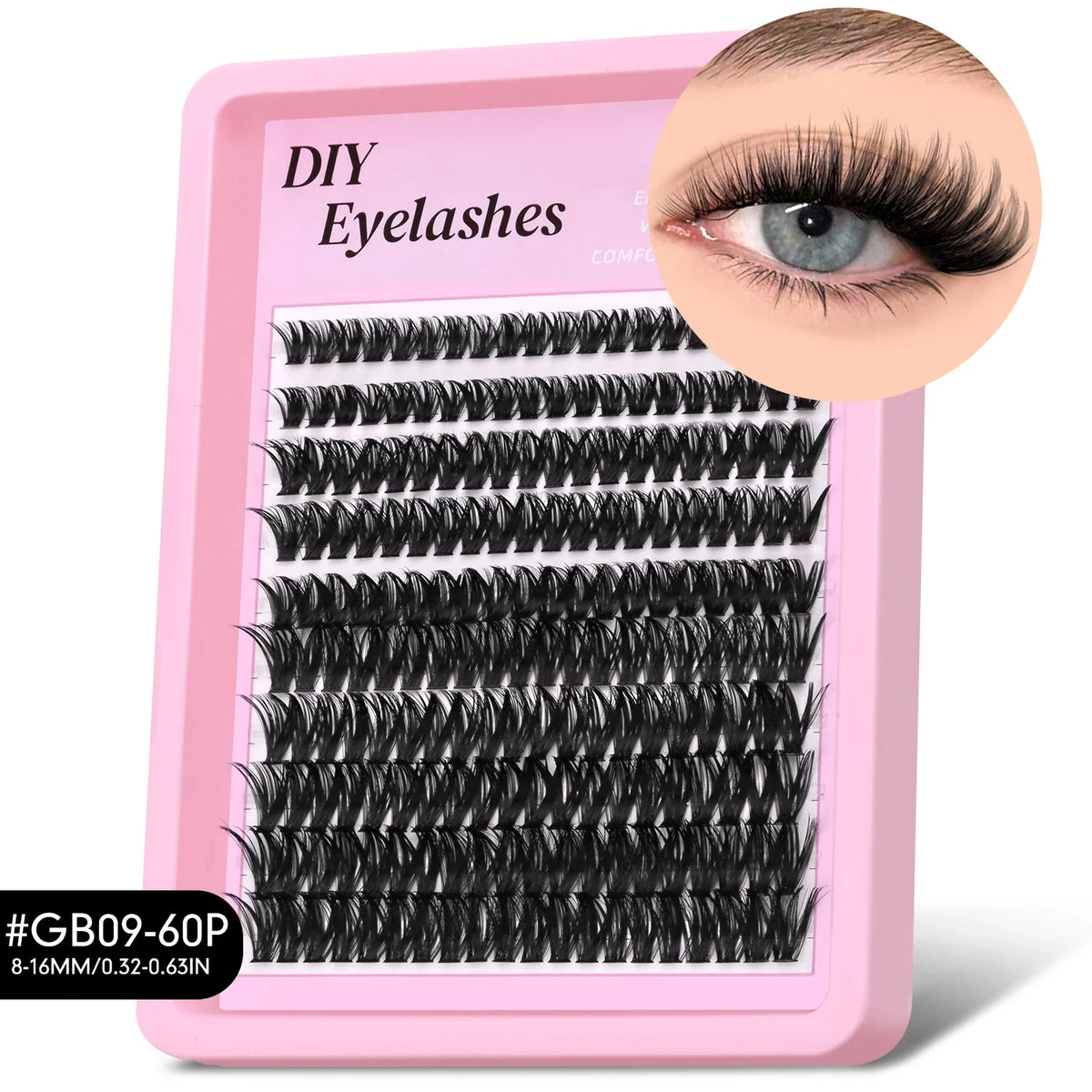 GROINNEYA Fluffy Lashes Clusters 510pcs D Curl 6 Styles 8-16mm Wispy Individual Lashes Soft False Eyelashes Eyelash Extensions
