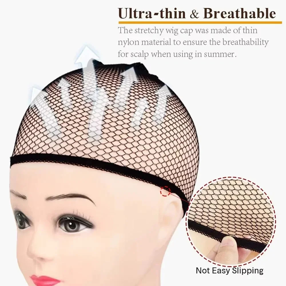 5 PiecesPackage High Quality Stretchable Elastic Hair Nets Open Ends Mesh Net Wig Caps for Hair Styling
