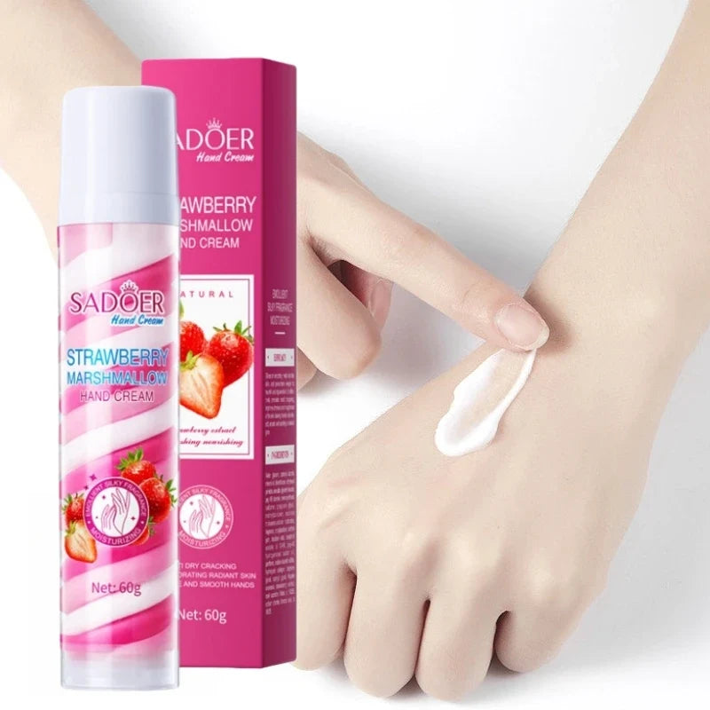 60g Strawberry Marshmallow Hand Cream, Strawberry Extract, Moisturizes Dry Skin