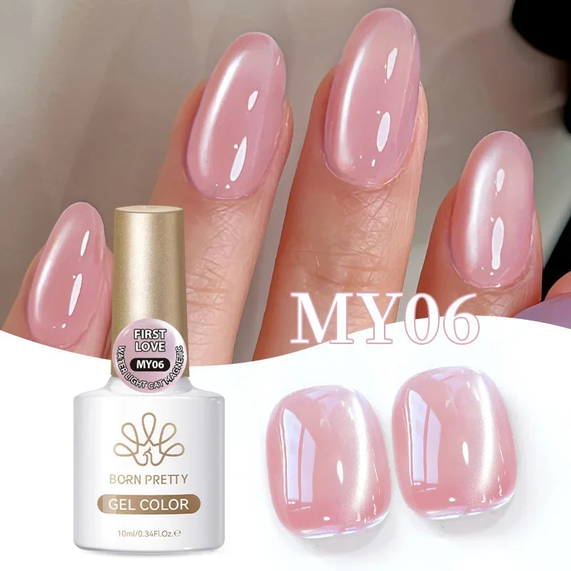 BORN PRETTY Gold Pink Cat Magnetic Gel Polish 10ml Water Light Spaking Glitter  Soak Off UV Semi Permanent Varnish Manicure