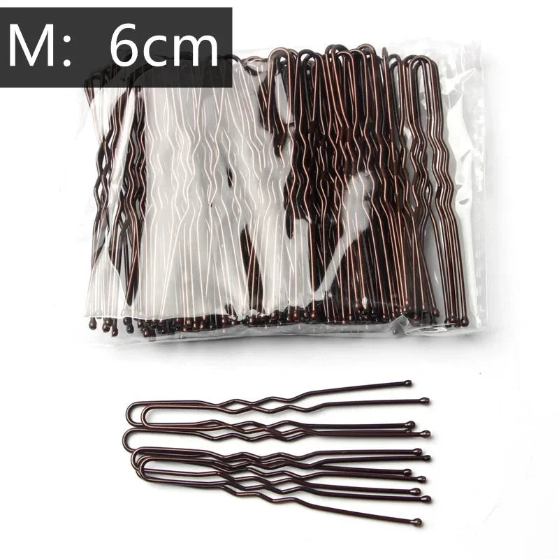 5/6/7cm Alloy Bobby Pins Barrettes U Shaped Metal Hair Pins Waved Hair Clips Bridal Hair Pins Hair Styling Tools Black 50Pcs/Bag