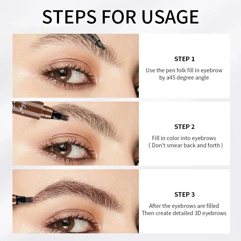 4-Tip Microblading Eyebrow Pencil – Waterproof, Smudge-Proof, Natural Hair-Like Strokes for Fuller Brows